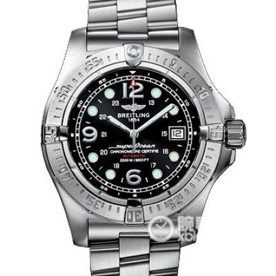 百年灵Breitling 超级海洋系列精钢表壳-黑色表盘-专业型精钢表链腕表 男士多功能手表